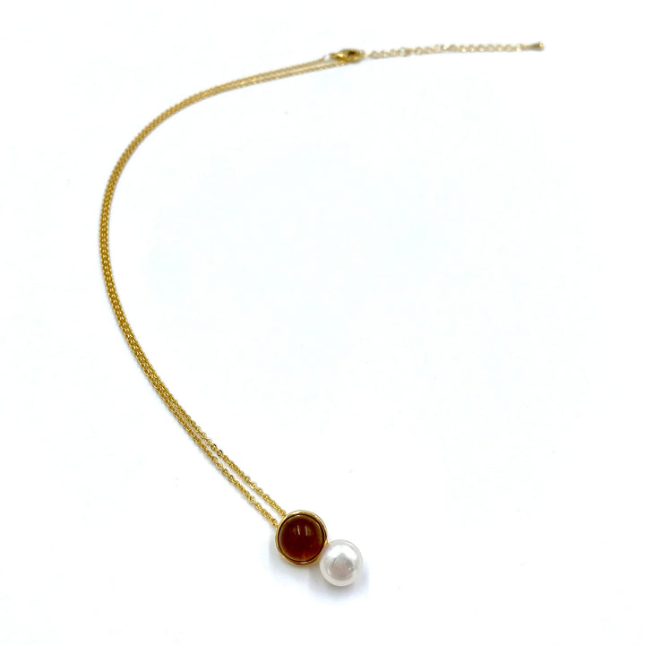 ELEGANT brown and PEARL SET